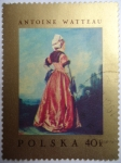 Stamps Poland -  Antoine Watteau 1684-1721 - Pintura: Polish Woman. 1627.