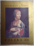 Sellos de Europa - Polonia -  Leonardo da Vinci (1452-1519) - Oleo: La Dama con Armiño -  1485 - Musée Cartoryski, Cracouir.
