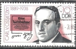 Stamps Germany -  Carl von Ossietzky 1889-1938(escritor y premio Nobel)DDR.