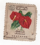 Stamps : America : Colombia :  anthurium andranum