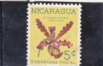 Stamps Nicaragua -  flores- schomburgkia tibicinus