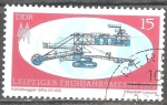 Stamps Germany -  Leipzig Feria de Primavera 1971.Escavadora fria de SR-K470(DDR).