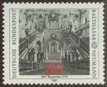 Stamps Germany -  ALEMANIA - La Residencia con los jardines de la Corte y la Plaza de la Residencia en Wurzburgo