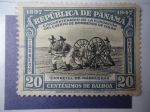 Sellos del Mundo : America : Panama : Cincuentenario de la Fundación del Cuerpo de Bomberos de Colón - Carretel de Manguera. 1897-1947.