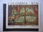 Stamps Colombia -  Selva Nº 1 - Oleo de Roman Roncancio.