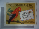 Stamps Colombia -  UPU-Unión Postal Unión-Berna-Suiza -Centenario,1874-1974 - Aves de Colombia-Rupic