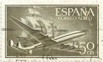 Sellos de Europa - Espa�a -  SUPERCONSTELLATION Y NAO SANTA MARIA. VALOR FACIAL 50 Cts. EDIFIL 1171