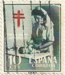 Stamps Spain -  PRO TUBERCULOSOS. ENFERMERA PUERICULTORA, VALOR FACIAL 10 Cts. EDIFIL 1122