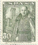 Stamps : Europe : Spain :  FRANCO Y CASTILLO DE LA MOTA. VALOR FACIAL 30 Cts. EDIFIL 1025