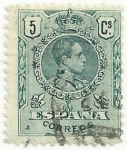 Stamps Spain -  SERIE ALFONSO XIII TIPO MEDALLÓN. VALOR FACIAL 5 Cts. EDIFIL 268