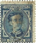 Stamps Spain -  CORONA REAL Y ALFONSO XII. ALFONSO XII, VALOR FACIAL 10 Cts. EDIFIL 175