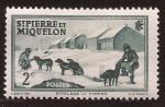 Stamps : America : San_Pierre_&_Miquelon :  Enganche de perros 1938 2 cents