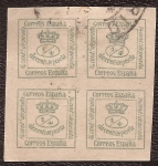 Stamps : Europe : Spain :  Corona Real 1877 4/4 céntimo