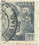 Sellos del Mundo : Europa : Espa�a : GENERAL FRANCO. TIPO DE 1939. VALOR FACIAL 50 Cts. EDIFIL 927