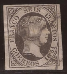 Stamps Spain -  Isabel II 6 cuartos - 1 enero 1851