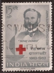 Stamps India -  Centenario de la Cruz  Roja 1963  15 Naye Paisa Indio