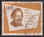 Stamps : America : Venezuela :  Centenario muerte Agustín Codazzi 1960 aéreo 0,05 bolivares