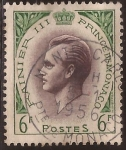 Stamps : Europe : Monaco :  Rainiero III 1955 6 francos