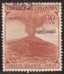 Stamps Colombia -  Volcán Galeras-Pasto 1959 aéreo 30 centavos con sobreimpresión de Unificado
