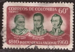 Stamps : America : Colombia :  150 Aniversario de la Independencia de Colombia  1960 aéreo 60 centavos