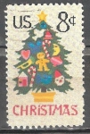 Stamps United States -  Navidad 1973. Árbol de Navidad en encaje de aguja.