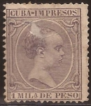 Sellos de America - Cuba -  Alfonso XIII  1890 1 milésima de peso