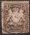 Stamps Germany -  Escudo de Baviera  1890 3 pfennig