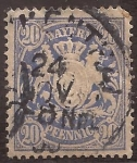 Stamps : Europe : Germany :  Escudo de Baviera  1888 20 pfennig