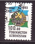 Stamps : Asia : Uzbekistan :  Bandera y escudo