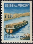 Sellos de America - Paraguay -  Barco con troncos