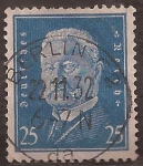 Stamps Germany -  Paul von Hinderburg  1928 25 reichspfennig