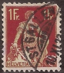 Stamps : Europe : Switzerland :  Helvetia Sentada  1908 1 franco