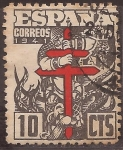 Stamps : Europe : Spain :  Pro Tuberculosos, Cruz de Lorena en rojo  1941 10 cents