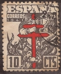 Stamps Spain -  Pro Tuberculosos, Cruz de Lorena en rojo  1941 10 cents