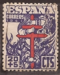 Stamps : Europe : Spain :  Pro Tuberculosos, Cruz de Lorena en rojo  1941 20+5 cents