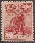 Stamps Spain -  Cruz Roja República Española  1938 45 cents + 5 ptas