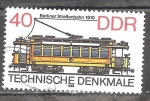 Sellos de Europa - Alemania -  Monumentos técnicos-Leipzig tranvía en 1910,DDR.