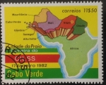 Sellos de Africa - Cabo Verde -  Mapa de África 