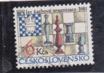 Sellos de Europa - Checoslovaquia -  figuras y tablero ajedrez