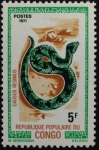 Stamps : Africa : Republic_of_the_Congo :  Víbora nocturna verde