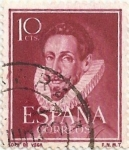 Stamps Spain -  (193) LITERATOS. LOPE DE VEGA. EDIFIL 1072