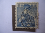 Stamps : Asia : Japan :  Cartero- series Regulares: Diseños de la Industria (1951/52)