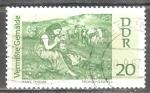 Stamps Germany -  cuadro desaparecido, Primavera Idilio, Hans Thoma, DDR.