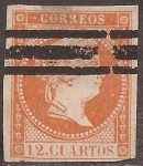 Stamps Spain -  Isabel II  12 cuartos 1855 no expendido
