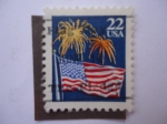 Stamps United States -  Bandera.