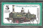 Stamps Germany -  Museo del Transporte de Dresde, locomotora de vapor Muldenthal (DDR).