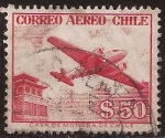 Stamps : America : Chile :  Douglas DC-6  1955 Aéreo 50 pesos