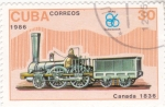 Sellos de America - Cuba -  locomotora antigua Expo-86 Vancouver
