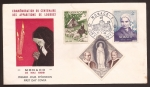 Stamps : Europe : Monaco :  Centenario Apariciones de Lourdes. Sobre primer día 15 mayo 1958   6 francos 3 valores