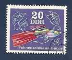 Stamps Germany -  PECES - Guppy  cola de bandera